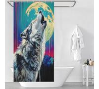 RRTYVFD Howling Wolf Under Full Moon -1 Bath Shower Curtains Mildew Daily Household Stylish Washable Bathroom Decor Curtains for Bathroom Wet Room 35.43x70.87Inch（90x180cm）