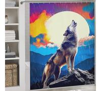 RRTYVFD Howling Wolf Under Moonlit Sky -2 Shower Curtain Anti Mould Thicken Durable Polyester Shower Curtain for Bathroom for Bathtub Shower Stall 69.69x70.87Inch