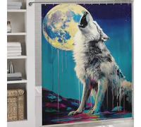 RRTYVFD Howling Wolf Under Moonlit Sky -4 Shower Curtain Anti Mould Thicken Durable Polyester Modern Polyester Water Repellent for Travel Trailer 69.69x70.87Inch（177x180cm）