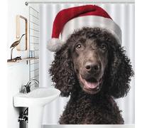 RRTYVFD Irish Water Spaniel with Santa Hat Anti-Mould Proof Resistant 100% Polyester Fabric Soft Fabric Hotel Shower Curtain for Home Bathroom Toile 56.30x70.87Inch（143x180cm）
