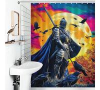 RRTYVFD Knight in Armor with Ravens Against A Full Moon Bath Shower Curtains Mildew Fabric Polyester Shower Curtain for Bathroom for Travel Trailer 53.54x70.87Inch