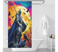 RRTYVFD Knight in Armor with Ravens Against A Full Moon Bath Shower Curtains Mildew Fabric Polyester Bathroom Decor Curtains Wet Room 35.43x70.87Inch