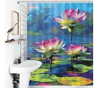 RRTYVFD Lotus Blossoms in Serenity Shower Curtain Waterproof Mould 100% Polyester Fabric Washable Bath Curtains for Shower for Stalls Bathtubs 56.30x70.87Inch（143x180cm）