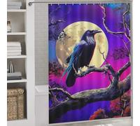 RRTYVFD Moonlit Raven Reflections Shower Curtain Anti Mould Thicken Durable Polyester Modern Polyester Water Repellent for Travel Trailer 64.17x70.87Inch（163x180cm）