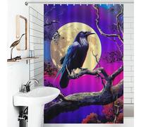 RRTYVFD Moonlit Raven Reflections Shower Curtain Anti Mould Thicken Durable Polyester Modern Polyester Water Repellent for Travel Trailer 46.85x70.87Inch（119x180cm）