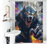 RRTYVFD Moonlit Werewolf Roar -1 Shower Curtains Mould Proof 100% Polyester Fabric Washable Decor Bath Curtains for Bathroom Wet Room 46.85x70.87Inch（119x180cm）