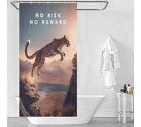 RRTYVFD No Risk No Reward Cheetah Anti-Mould Proof Resistant 100% Polyester Fabric Shower Curtain with Hooks for Toile Bathroom Dorm 35.43x70.87Inch（90x180cm）