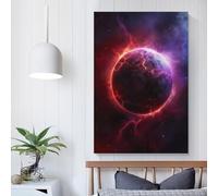 RRTYVFD Red Lightning Planet Canvas Artwork for Wall for Living Room Bedroom Kitchen Hallway Stairs Modern Wall Art 20x30inch(50x75cm)