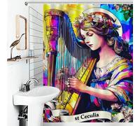 RRTYVFD Saint Cecilia's Harp Symphony -2 Shower Curtains Mould Proof Thicken Durable Polyester Shower Curtain with Hooks for Bathtub Shower Stall 53.54x70.87Inch（136x180cm）