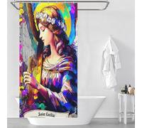 RRTYVFD Saint Cecilia's Harp Symphony Shower Curtains Mould Proof Quick Drying Proof Resistant Shower Curtains Set with 12 Hooks for Toile Bathroom Dorm 35.43x70.87Inch（90x180cm）