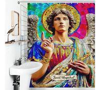 RRTYVFD Saint Raphael The Colorful Guardian Angel Shower Curtain Waterproof Mould 100% Polyester Fabric Soft Fabric Hotel Shower Curtain for Home Bathroom Toile 56.30x70.87Inch（143x180cm）