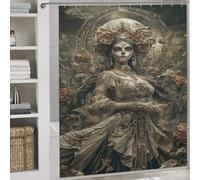 RRTYVFD Skull Queen's Elegance Anti-Mould Proof Resistant Quick Drying Proof Resistant Modern Fabric Bathroom Decor Set Bathtub 69.69x70.87Inch（177x180cm）
