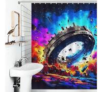 RRTYVFD Space Station Collapse A Visual Spectacle -1 Anti-Mould Proof Resistant Waterproof Polyester Fabric Shower Curtain with Hooks 53.54x70.87Inch