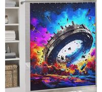 RRTYVFD Space Station Collapse A Visual Spectacle -1 Bath Shower Curtains Mildew Daily Household Stylish Shower Curtain with Hooks for Kids Women Men 69.69x70.87Inch