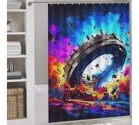 RRTYVFD Space Station Collapse A Visual Spectacle -1 Shower Curtain Waterproof Mould Waterproof Cloth Fabric Bath Curtains for Shower 64.17x70.87Inch