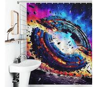 RRTYVFD Space Station Collapse A Visual Spectacle Anti-Mould Proof Resistant Thicken Durable Polyester Soft Fabric Hotel Shower Curtain for Kids Women Men 56.30x70.87Inch（143x180cm）