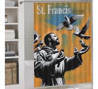 RRTYVFD St Francis Catholic Saint Shower Curtain Anti Mould 100% Polyester Fabric Soft Fabric Hotel Shower Curtain for Travel Trailer 64.17x70.87Inch（163x180cm）