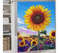 RRTYVFD Sunflower Field Serenity Anti-Mould Proof Resistant with Hooks Waterproof Fabric Bathroom Curtains Modern Art for Kids Women Men 69.69x70.87Inch（177x180cm）