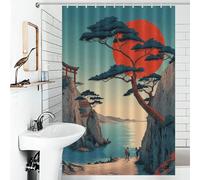 RRTYVFD Sunset Serenity by The Sea Shower Curtains Mould Proof Waterproof Polyester Fabric Shower Curtain for Bathtub Shower Stall 46.85x70.87Inch（119x180cm）
