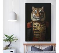 RRTYVFD Tiger Animal Dressed King Canvas Artwork for Wall Prints for Special Occasions Living Room Canvas 16x24inch(40x60cm)
