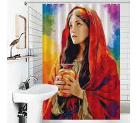 RRTYVFD Vibrant Portrait with Red Veil Bath Shower Curtains Mildew Waterproof Polyester Fabric Modern Polyester Water Repellent Bathtub 46.85x70.87Inch（119x180cm）