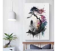 RRTYVFD Watercolors Japanese 8 Canvas Wall Art for Living Room Wall Decor Ready to Hang for Bathroom Toilet Decor Modern Wall Art 16x24inch(40x60cm)