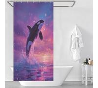 RRTYVFD Whale Sunset Splash Anti-Mould Proof Resistant Thicken Durable Polyester Hilarious Bath Curtain for Travel Trailer 35.43x70.87Inch（90x180cm）
