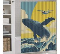 RRTYVFD Whale Watching Adventure Anti-Mould Proof Resistant Thicken Durable Polyester Hilarious Bath Curtain for Bathtub Shower Stall 64.17x70.87Inch（163x180cm）