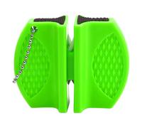 Rrumyve Portable Double-Sided Knife Sharpener, Small Hanging Design Comfortable Kitchen Knife, Mini Kitchen Knife Sharpener, for Family, Camping Tours or Outdoor Survival (Green)