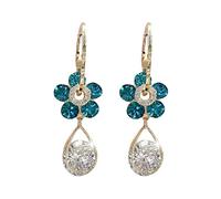 Rrunsv Cat Earrings Quality Blue Flower Earrings Special Design Super Flash Water Drop Earrings Unique Foreign Retro Earrings Silver Earrings Dangle Trendy (A, One Size)