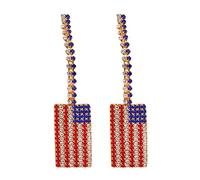 Rrunsv Cuff Earrings for Women USA American Flag Dangle Shining Teardrop Crystal Drop Earrings for Women Patriotic 4th of July Independence Day Gift Sparkling Rhinestone Small Earrings (A, One Size)