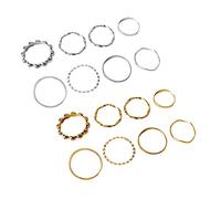 Rrunsv Cute Rings Silver Geometric Style CombinationAlloy Street Ring Creative 16pcs Irregular Jewelry Rings Ring Lots (Gold,Silver, One Size)