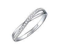 Rrunsv Diamond Full Rring Love Cross and Fashionable Interwoven Diamond Open Rings Men Silver Rings (Silver, One Size)