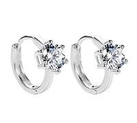 Rrunsv Diamond Six Prong Earrings for Teen Girls Minimalist Piercing Studs Trendy Earrings Succulent Earrings (Silver, One Size)