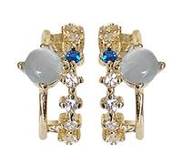Rrunsv French Retro Earrings are Small and Sparkly with Sapphire Studs Earrings Sterling Silver Jewelry Stud Earrings for Women Gold Long Earrings for Women (Gold, One Size)