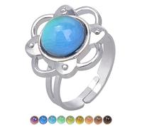 Rrunsv Gold Chunky Rings Temperature Gift Changing for Friends Water Ring Gemstone Ring Drop Sensitive Warm Color Sensitive Rings Gold Rings with Crystals (A, One Size)