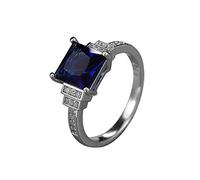 Rrunsv Green Gold Ring Squar Saphire Diamond Ring Women Engagement Wedding Jewelry Gift Snake Silver Ring (Dark Blue, 7)