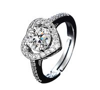 Rrunsv Plated 925 Weeding Made with Platinums Imitation Solitaire Promise Round Sterlings Ring Engagement Silver Moissanite Diamond for Women Ring Rings Quirky Rings (Multicolor, One Size)