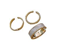 Rrunsv Rings Under 10 Three-Piece Elegant Luxury Retro Adjustable Ring Ring Light Ring Female Rings Rings Gold and Silver (Yellow, One Size)