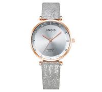 Rrunsv Stainless Watch Band and Ladies Glass Watch European Quartz JINGIS American Luxury Women's Watch Digital Wrist Watch Simple Watches for Women