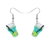 Rrunsv Women Earrings Pack Personal Fruit Tea Lemon Tea Crystal Tassel Earrings Silver Zircon Elegant Wedding Women Accessories Jewelry Gift for Her Gold Clip on Hoop Earrings (Blue, One Size)