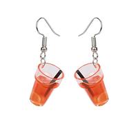 Rrunsv Women Earrings Pack Personal Fruit Tea Lemon Tea Crystal Tassel Earrings Silver Zircon Elegant Wedding Women Accessories Jewelry Gift for Her Gold Clip on Hoop Earrings (Orange, One Size)