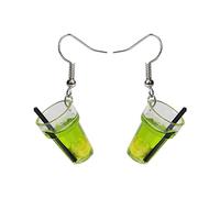 Rrunsv Women Earrings Pack Personal Fruit Tea Lemon Tea Crystal Tassel Earrings Silver Zircon Elegant Wedding Women Accessories Jewelry Gift for Her Gold Clip on Hoop Earrings (Green, One Size)