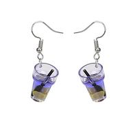 Rrunsv Women Earrings Pack Personal Fruit Tea Lemon Tea Crystal Tassel Earrings Silver Zircon Elegant Wedding Women Accessories Jewelry Gift for Her Gold Clip on Hoop Earrings (Purple, One Size)