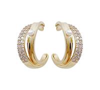 Rrunsv Womens Earrings Dangling Trendy Silver Needle Simple Diamond Geometric Circle Stud Earrings Fashion Elegant Light Luxury Earrings Red Earrings for Women Dangle (Gold, One Size)