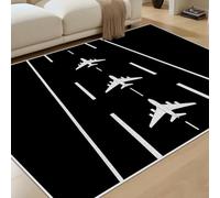 RRUxiia Airport Theme Rugs Living Room 120x180 cm Airplane Airport Terminal Anti Slip Carpet Machine Washable Soft Airplane Runway Bedside Rug for Kids Bedroom Nursery