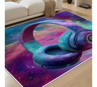 RRUxiia Galaxy Game Rug Indoor 160x230 cm Music Headphones Anti-Slip Backing Machine Washable Soft Short Pile Colorful Carpets for Living Room Bedroom Kitchen Dining Office