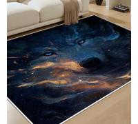RRUxiia Wolf Rugs Living Room 140x200 cm Starry Sky Mysterious Fantasy Washable Non Slip Large Carpet Forest Animals Bedroom Kitchen Hall Lounge Office Dining Room Indoor Short Pile Carpets