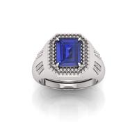 RRVGEM 10.00 Carat Certified AAA++ Quality Natural Blue Sapphire Neelam Gemstone Ring Silver Plated Women Men Metal Sapphire