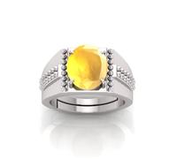 RRVGEM 12.25 Ratti 11.00ct Yellow Sapphire Silver Plated Astrological Adjustable Ring Size J to Z for Women Men Metal Sapphire